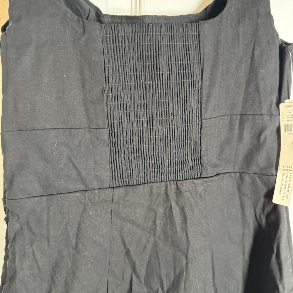 Anthropologie Linen‎ Blend The Blythe Square Neck Tiered Dress Black Small NWT - Picture 12 of 12